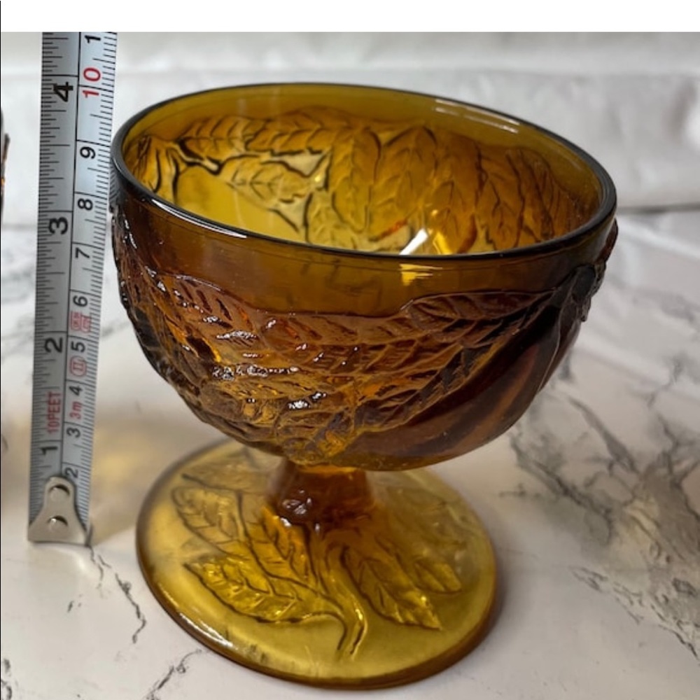 Amber Glass Pear Pattern. Set of 2. Original Box